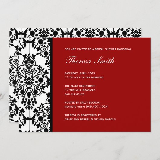 Invitation de douche nuptiale (Devant / Derrière)