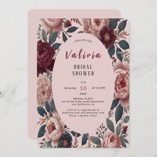 Invitation de douche nuptiale (Devant / Derrière)