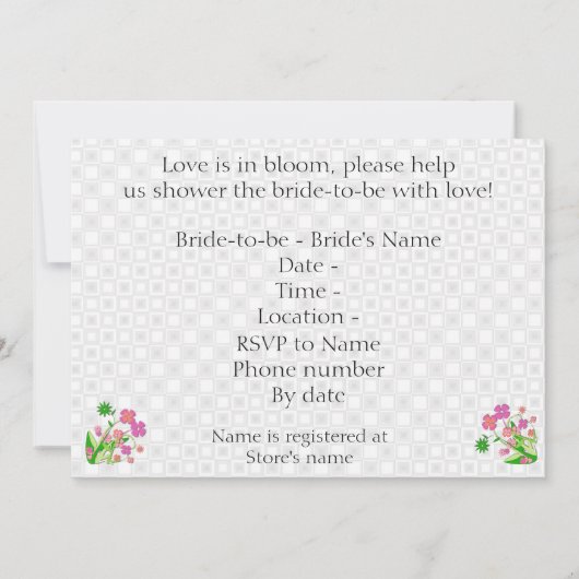 Invitation de douche nuptiale (Dos)