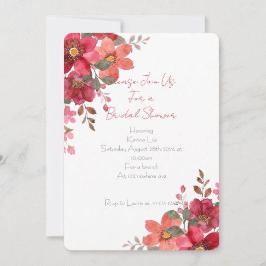Invitation de douche nuptiale (Devant)