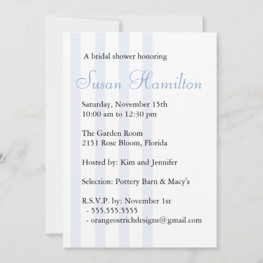 Invitation de douche nuptiale (Dos)