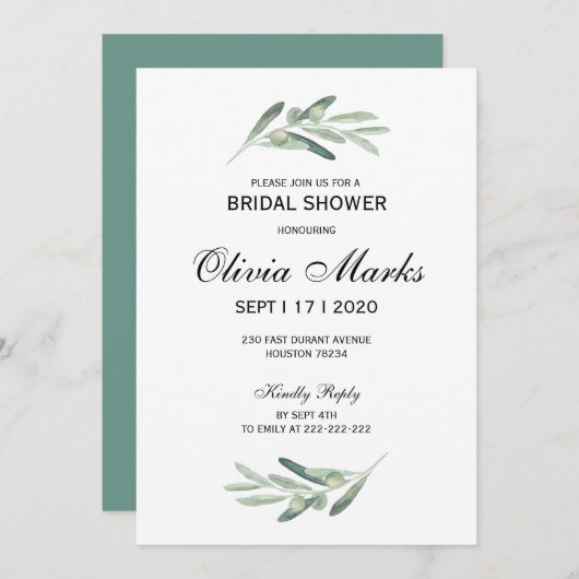 Invitation de douche nuptiale (Devant / Derrière)