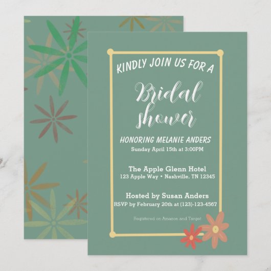 Invitation de douche nuptiale (Devant / Derrière)