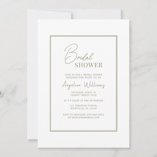 Invitation de douche nuptiale (Devant)