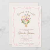 Invitation de douche nuptiale à cadre blanc rose (Devant / Derrière)