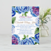 Invitation de douche nuptiale à cadre Floral bleu