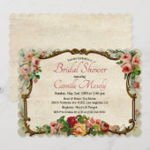 Invitation de douche nuptiale à cadre floral victo (Devant / Derrière)