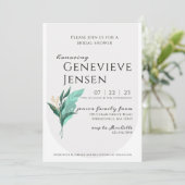 Invitation de douche nuptiale à feuilles modernes (Debout devant)