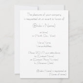 Invitation de douche nuptiale à fleur simple (Dos)