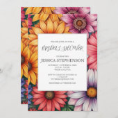 Invitation de douche nuptiale à fleurs Chrysanthem (Devant / Derrière)