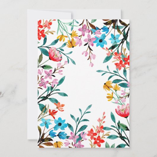 Invitation de douche nuptiale à fleurs d'aquarelle (Dos)