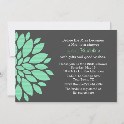 Invitation de douche nuptiale à fleurs modernes (Devant)