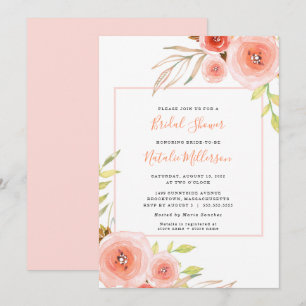 Invitation de douche nuptiale à fleurs roses tenda