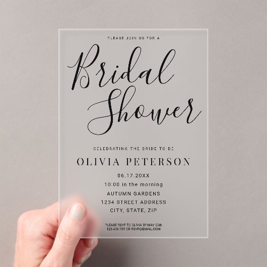 Invitation de douche nuptiale à script noir modern (In situ (ordinateur de poche))