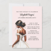 Invitation de douche nuptiale afro-américaine rose (Devant)