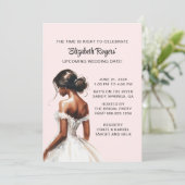 Invitation de douche nuptiale afro-américaine rose (Debout devant)