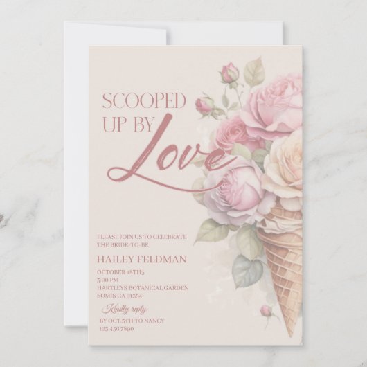 Invitation de douche nuptiale Amoureuse, Blush (Devant)