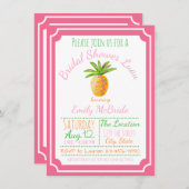 Invitation de douche nuptiale ananas Breeze rose (Devant / Derrière)