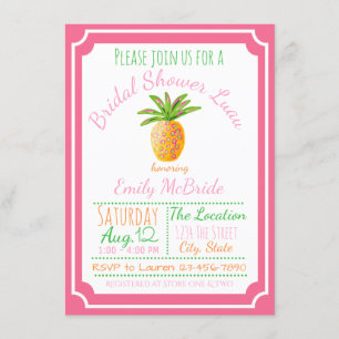 Invitation de douche nuptiale ananas Breeze rose