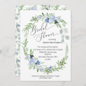 Invitation de douche nuptiale Aquarelle bleue (Devant / Derrière)