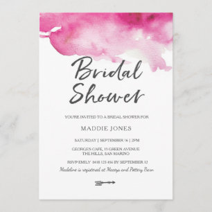 Invitation de douche nuptiale Aquarelle rose