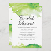 Invitation de douche nuptiale | Aquarelle verte (Devant / Derrière)