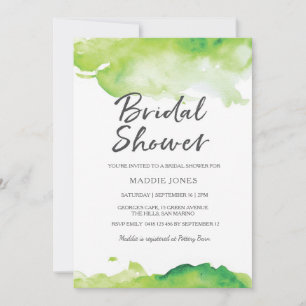 Invitation de douche nuptiale   Aquarelle verte