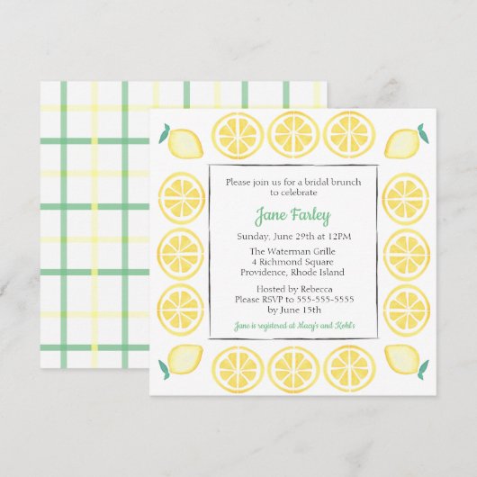 Invitation de douche nuptiale avec accent vert (Devant / Derrière)