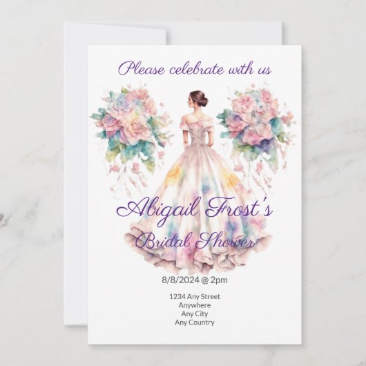Invitation de douche nuptiale avec texte modifiabl (Devant)