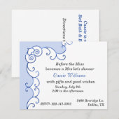 Invitation de douche nuptiale bleu et blanc (Devant / Derrière)
