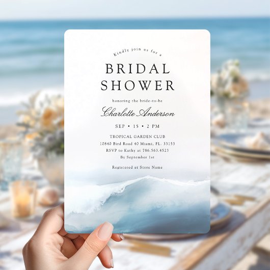 Invitation de douche nuptiale bleu moderne