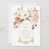 Invitation de douche nuptiale botanique Rose Pouss (Devant)