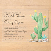 Invitation de douche nuptiale Cactus en ivoire (Recto)
