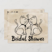 Invitation de douche nuptiale chat Aquarelle Brown (Devant / Derrière)
