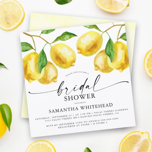Invitation de douche nuptiale citron aquarelle