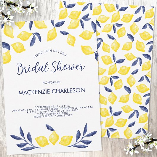 Invitation de douche nuptiale citron aquarelle