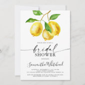 Invitation de douche nuptiale citron jaune aquarel (Devant)