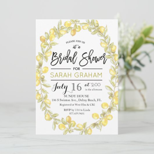 Invitation de douche nuptiale citron vert (Debout devant)