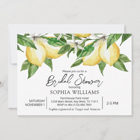 Invitation de douche nuptiale Citron vert (Devant)