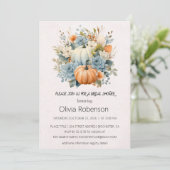 Invitation de douche nuptiale Citrouille florale (Debout devant)