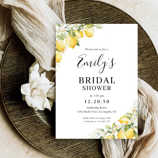Invitation de douche nuptiale Citrus vert citron