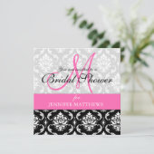 Invitation de douche nuptiale Damask Monogramme ro (Debout devant)