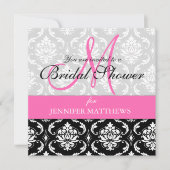 Invitation de douche nuptiale Damask Monogramme ro (Devant)
