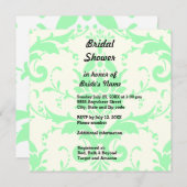 Invitation de douche nuptiale Damask vert clair (Devant / Derrière)