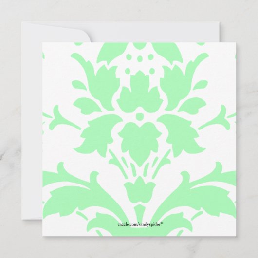 Invitation de douche nuptiale Damask vert clair (Dos)