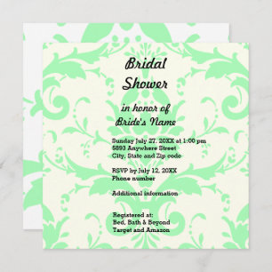 Invitation de douche nuptiale Damask vert clair