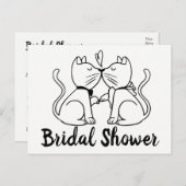 Invitation de douche nuptiale de chat noir blanc m (Devant / Derrière)