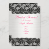 Invitation de douche nuptiale dentelle noire et sa (Devant / Derrière)