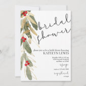 Invitation de douche nuptiale d'hiver Gold Holly (Devant)
