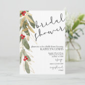 Invitation de douche nuptiale d'hiver Gold Holly (Debout devant)